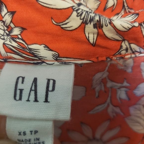 3 for $25 Gap Orange Blue Floral Flower Button Down Top Extra Small XS - Picture 4 of 4